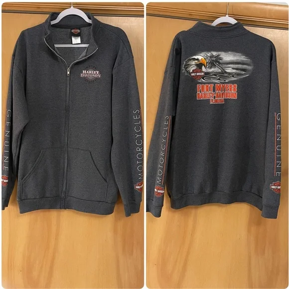 Harley-Davidson Genuine Motorcycles Zip Up Sweatshirt Fort Myers Florida XL - Picture 11 of 11